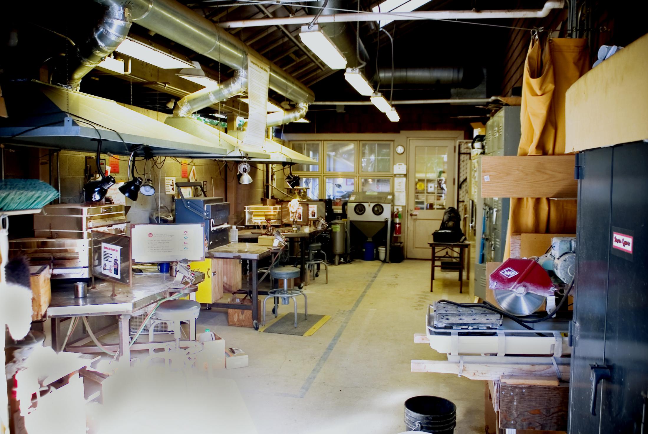 flameworking studio at the craft center located outside in the courtyard