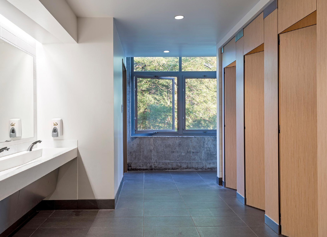 locker room showing floor-to-ceiling doors