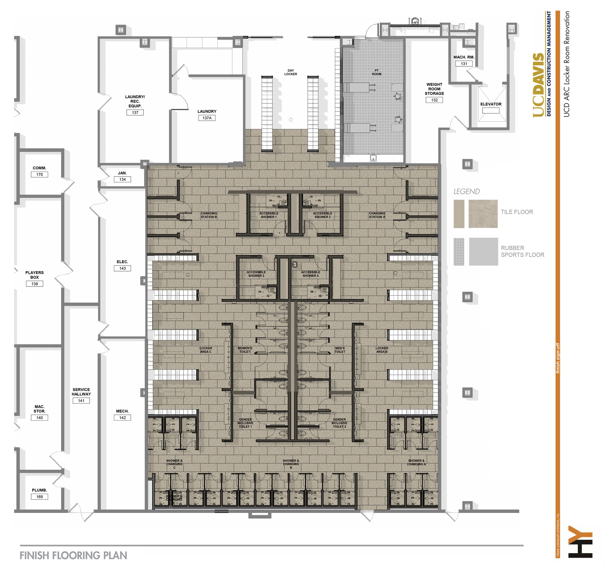 Schematic showing the layout of the new universal locker room