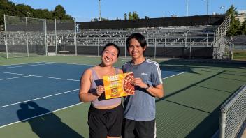 This photo shows the doubles partners who won the CoRec Tennis league