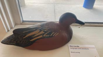 hand carved and painted wooden duck