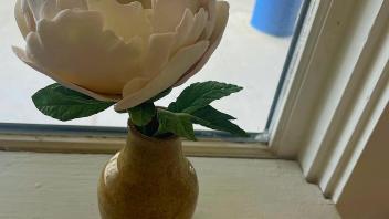 small ceramic vase and botanical sculpture
