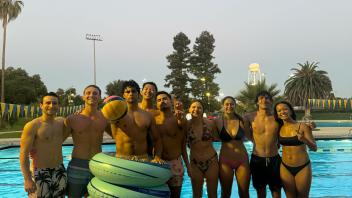 This photo shows the winners of the open league inner tube water polo.