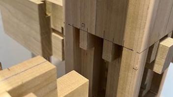 Detail view of wood joinery