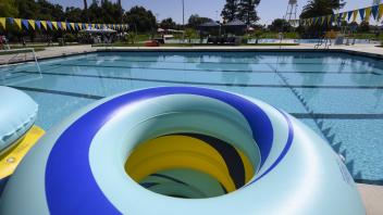 tube in front of pool