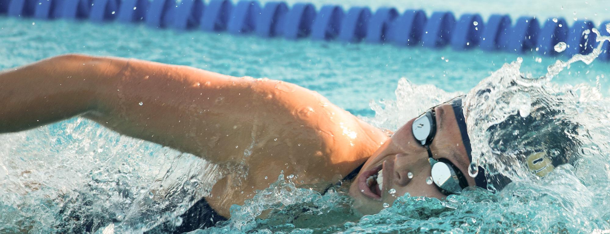 Swimmer in lap lane at pool