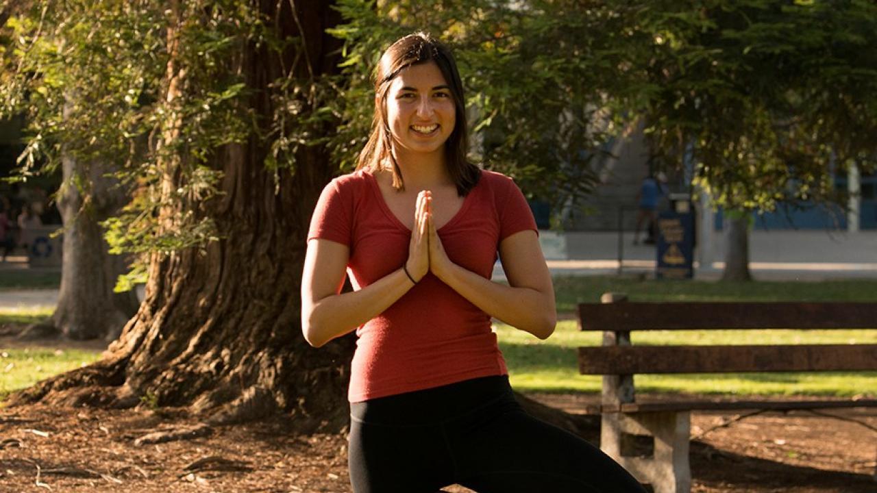 Woman doing yoga outside