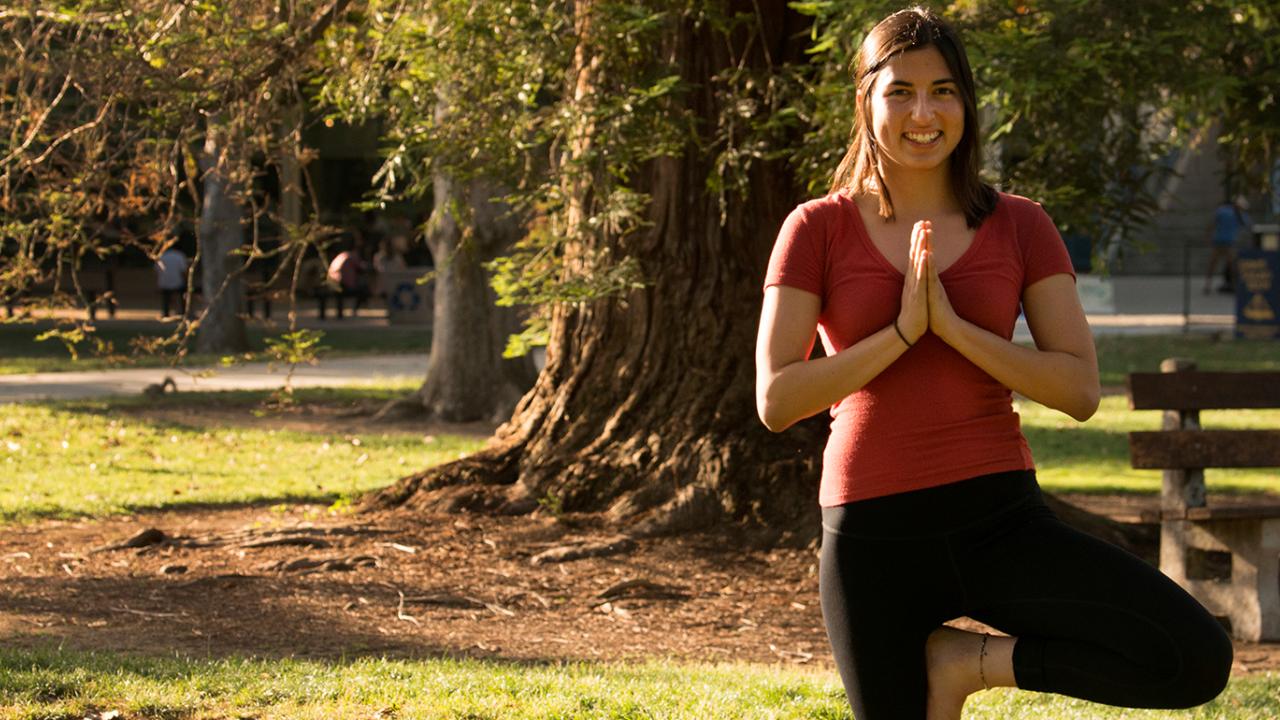 Woman doing yoga outside