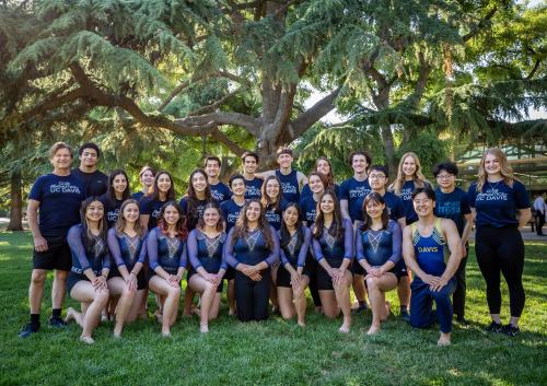 This is a group photo of UC Davis's gymnastics club.