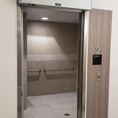 ADA cabana shown with door open