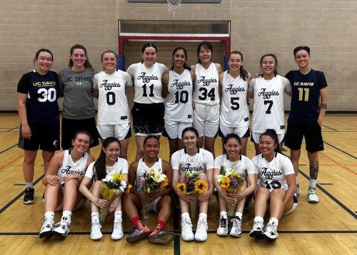This is a group photo of UC Davis's Women Basketball