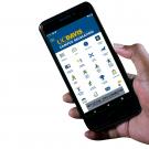 Hand holding smart phone with Campus Rec app