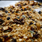 A close of picture of seed and nut granola.